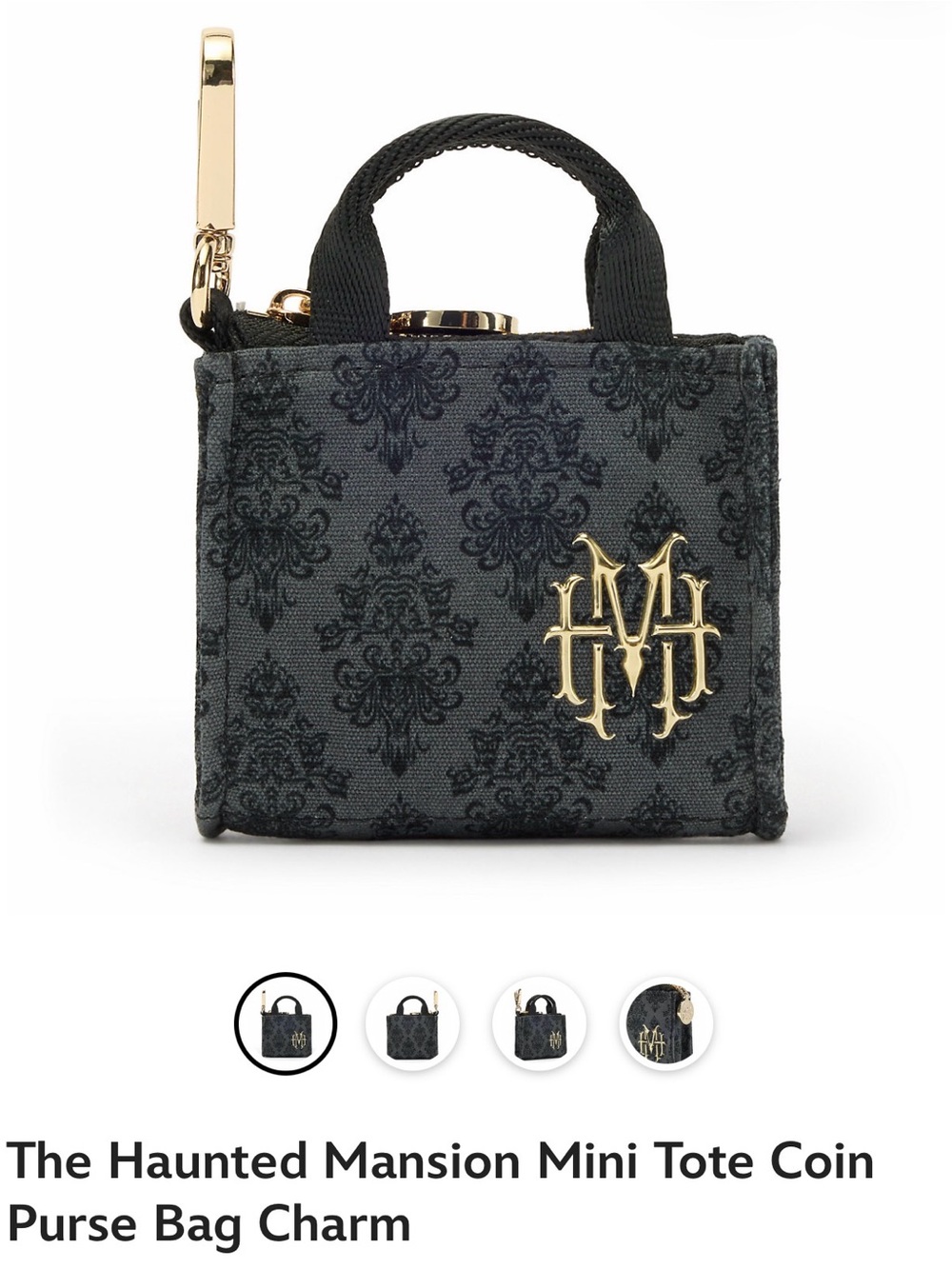 Disney Haunted Mansion Mini Tote Coin Purse in Black and Gold ⚠️FINAL SALE